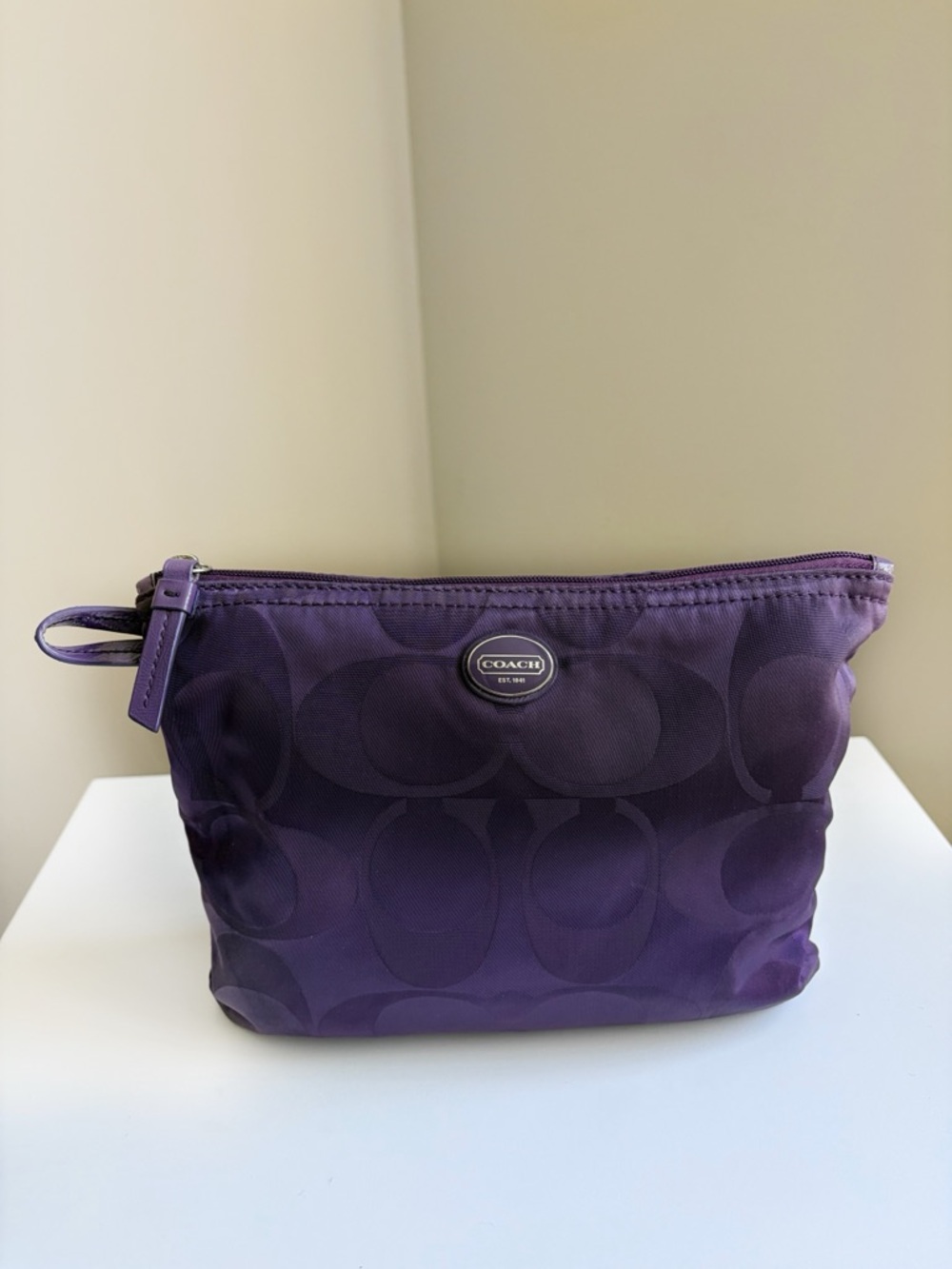 COACH Purple Signature Nylon Pouch